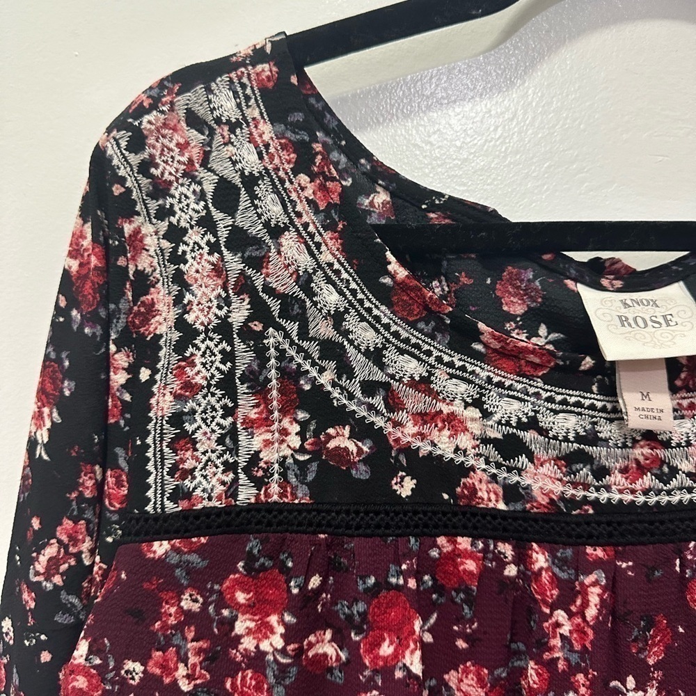 Knox Rose Floral Bohemian Romantic Peasant Top Sz M - Picture 5 of 6